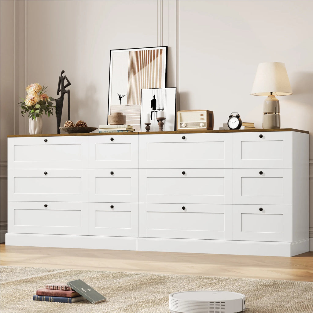 6 Drawer White Dresser for Bedroom, Modern Wood Storage Cabinet Chest of Drawer for Living Room Entryway