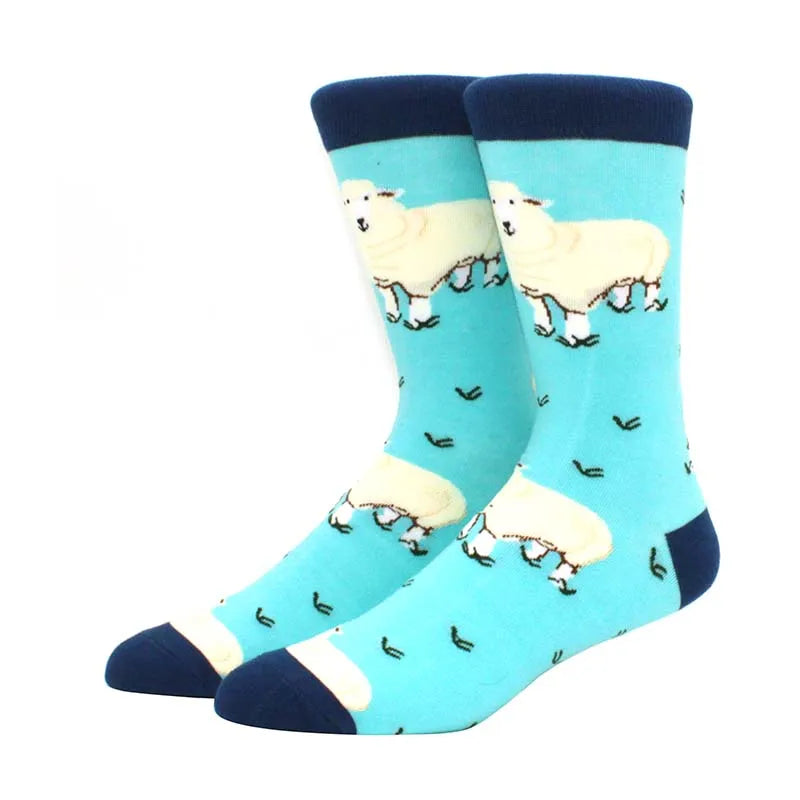 Men'S Fashion Pattern Dress Funky Fun Colorful Socks Luxury Crazy Novelty Dress Socks Cotton Happy Funny Animal Socks