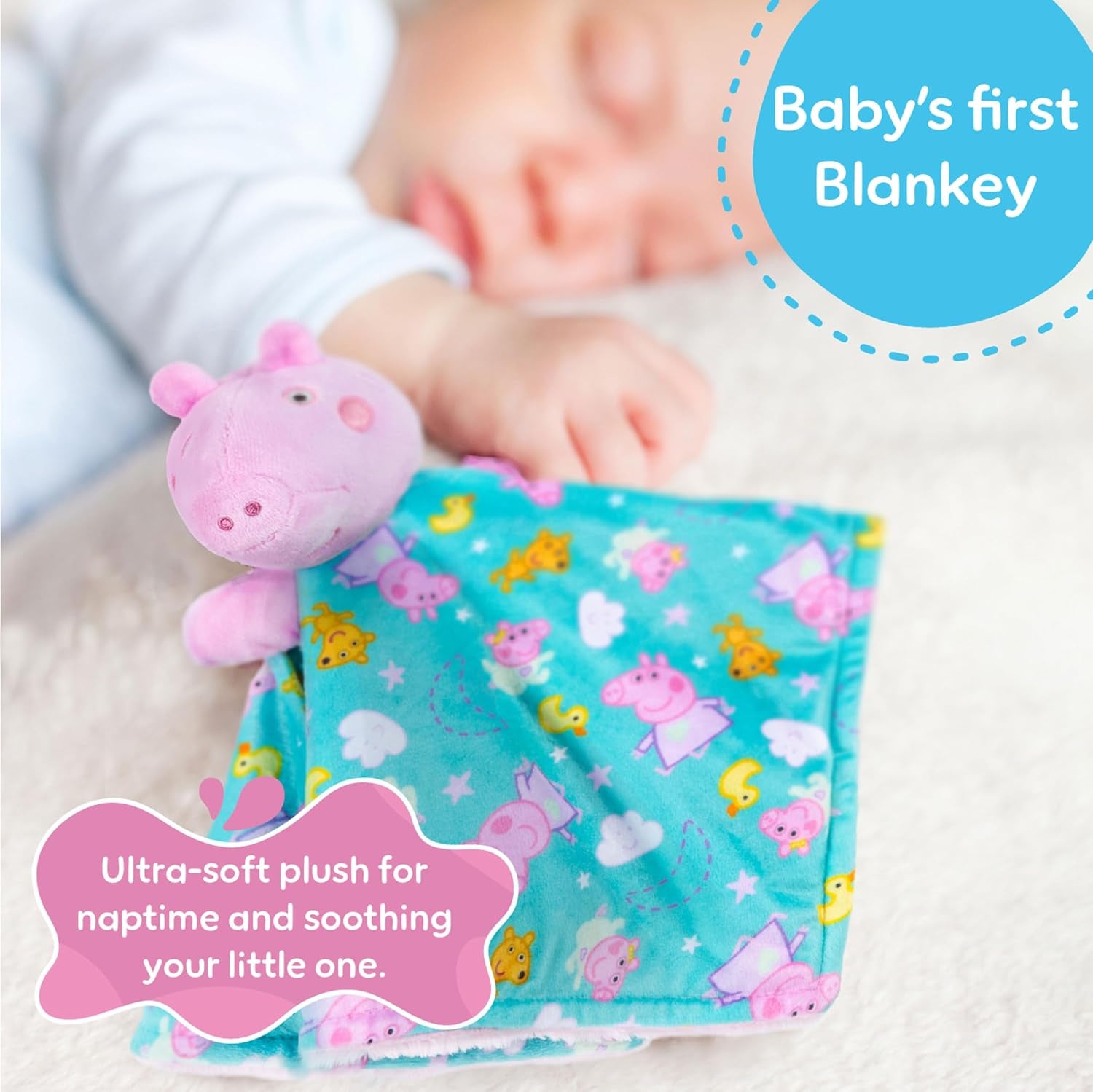 Peppa Pig Puppet Blankey - 13 Inches, Baby Showers, Snuggle Blankey and Playful Puppet for Babies 0 Months and Up, Embroidered Details