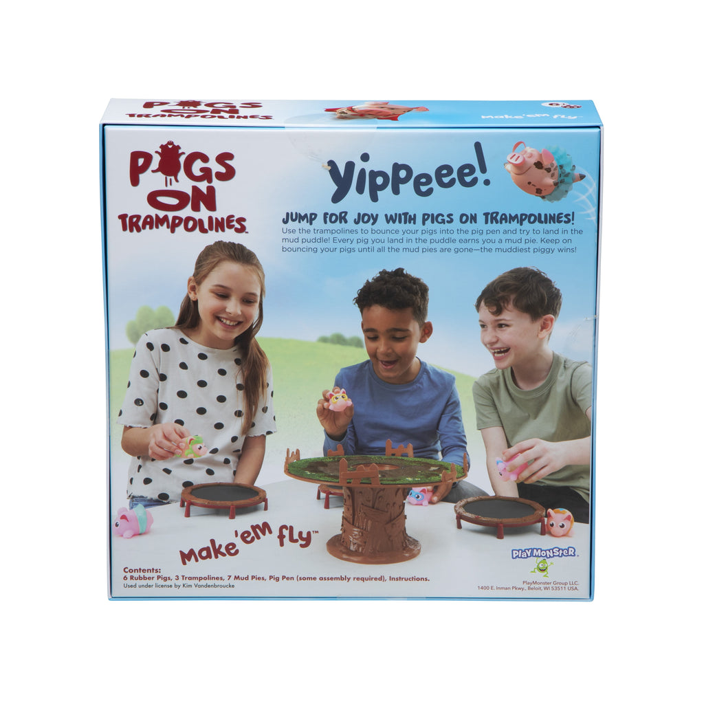 Pigs on Trampolines, Family Board Game, 2 to 3 Players, Children Ages 6+