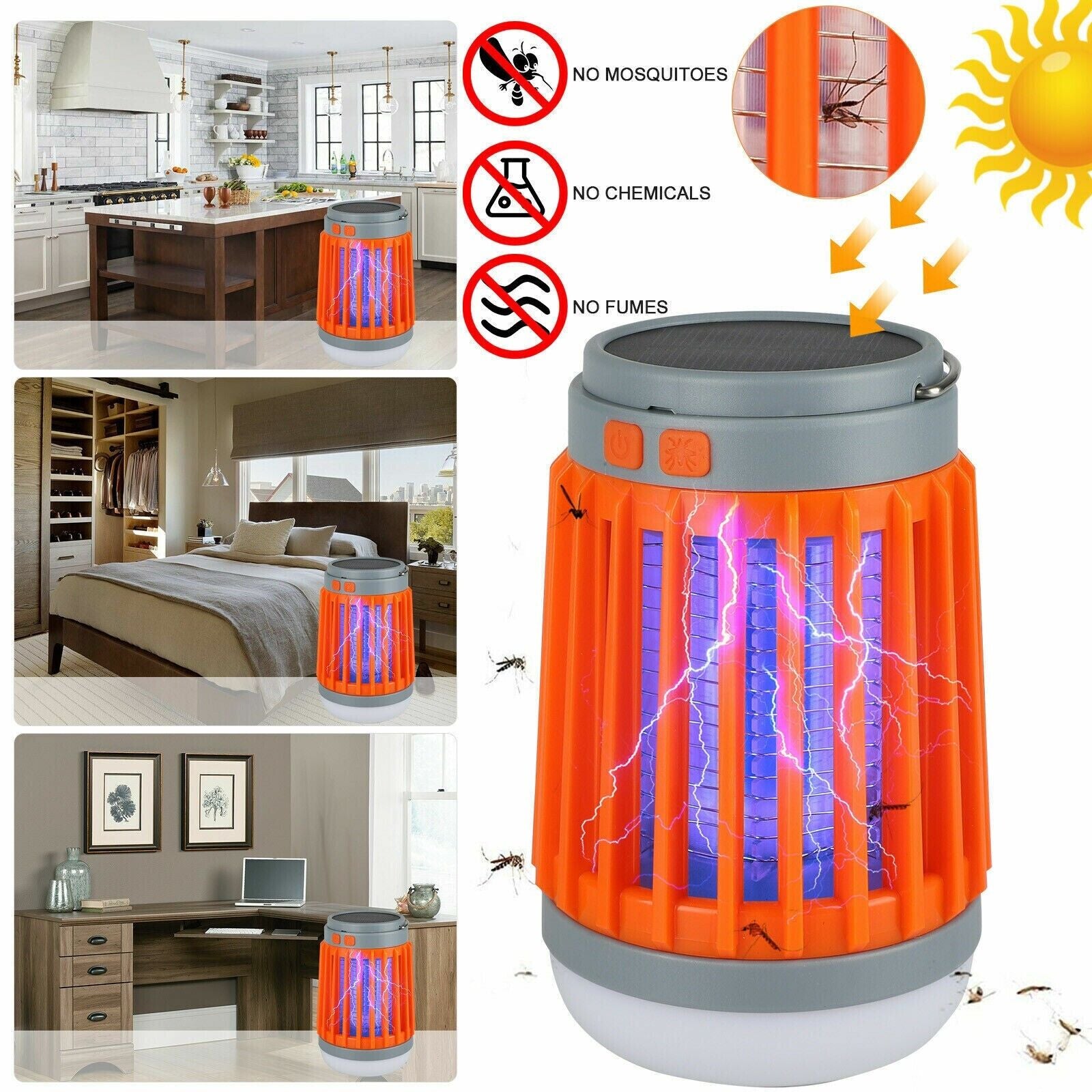 Solar USB Mosquito Killer Light    Electronic Insect Zapper and Lamp