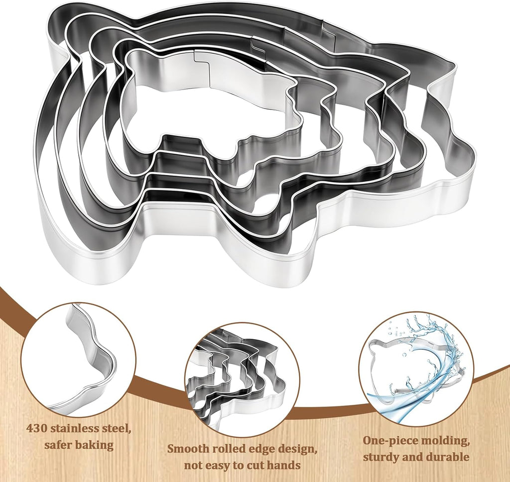 5 Pcs Pig Cookie Cutter, Mexican Set | Pig Cookie Cutter Mexican Set, Concha Marranitos & Puerquito Shapes, 5.5"-2.0"