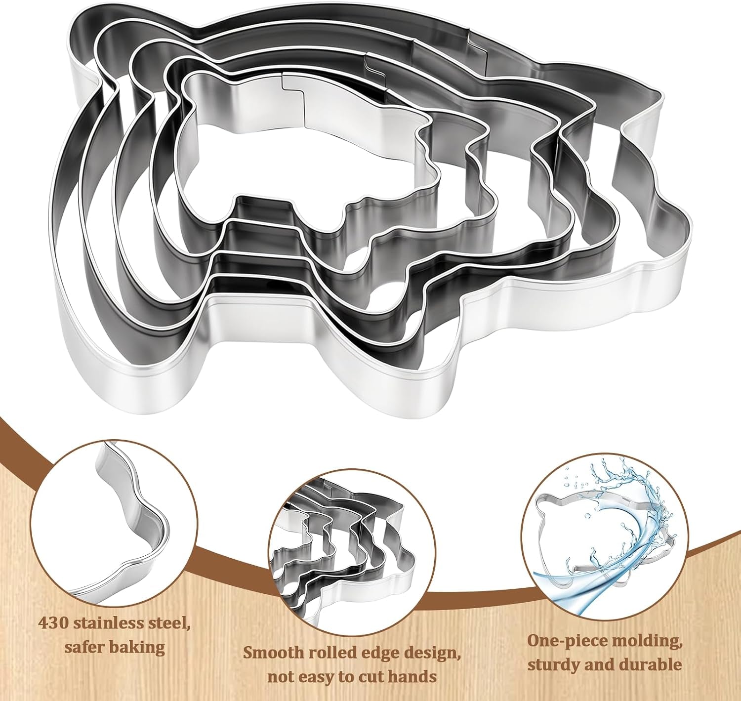 5 Pcs Pig Cookie Cutter, Mexican Set | Pig Cookie Cutter Mexican Set, Concha Marranitos & Puerquito Shapes, 5.5"-2.0"