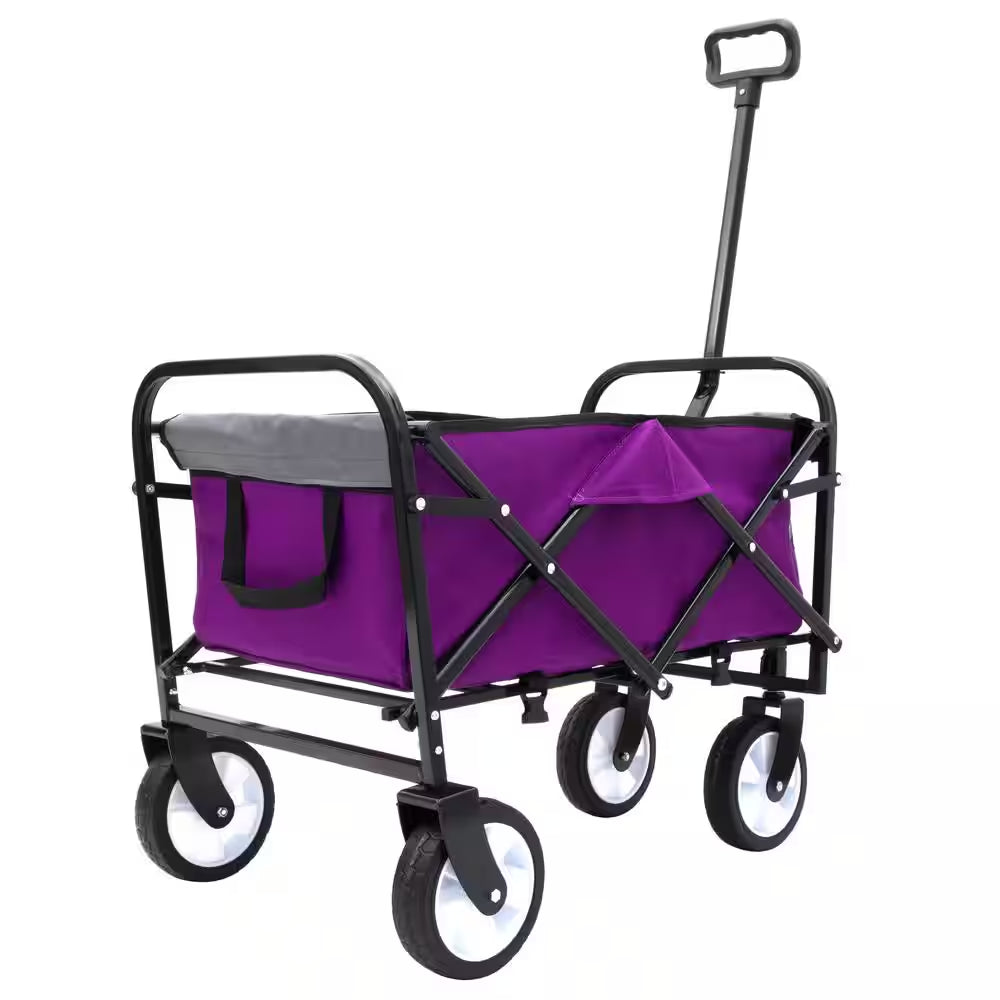 Foldable Wagon Cart with Strapping System, Utility Wagon Grocery Cart for Camping Shopping Sports, Serving Cart