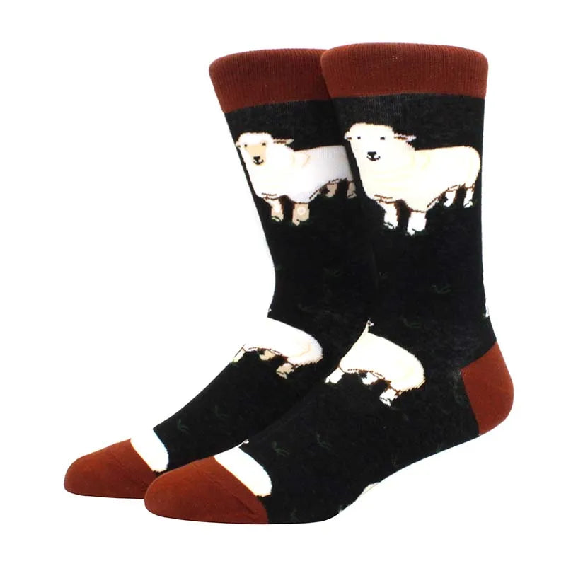Men'S Fashion Pattern Dress Funky Fun Colorful Socks Luxury Crazy Novelty Dress Socks Cotton Happy Funny Animal Socks