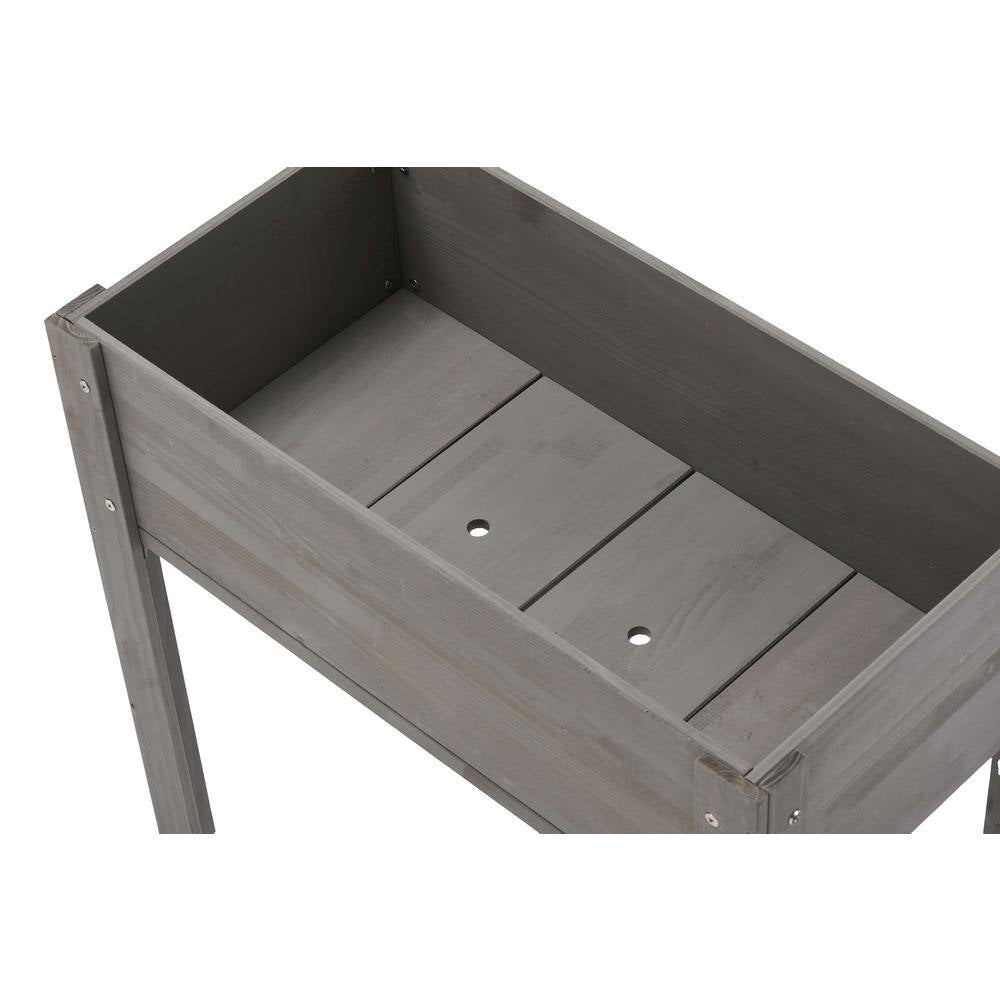 31.00 In. H Rectangle Gray Wood Raised Garden Bed with Legs, Outdoor Garden Raised Planter Box