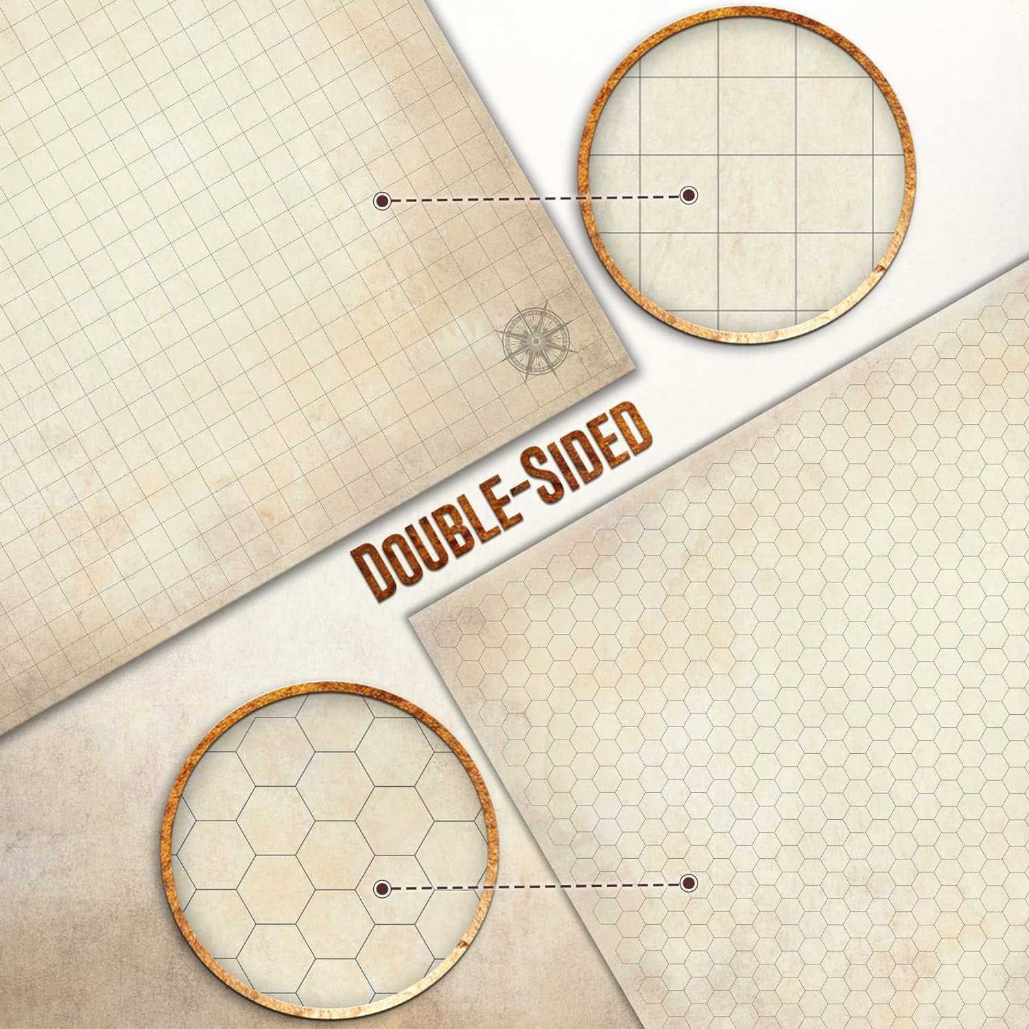 DND Map Starter Set - 23” X 27" Double Sided, Wet & Dry Erase Battle Terrain Grid for Dungeons and Dragons - Tabletop Board Gaming Kit with Accessories