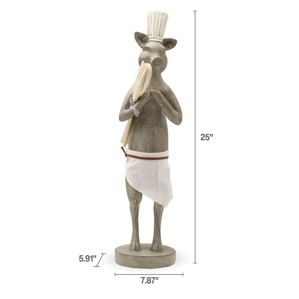 25 In. Resin Chef Pig Tabletop Decor, Multi Colored