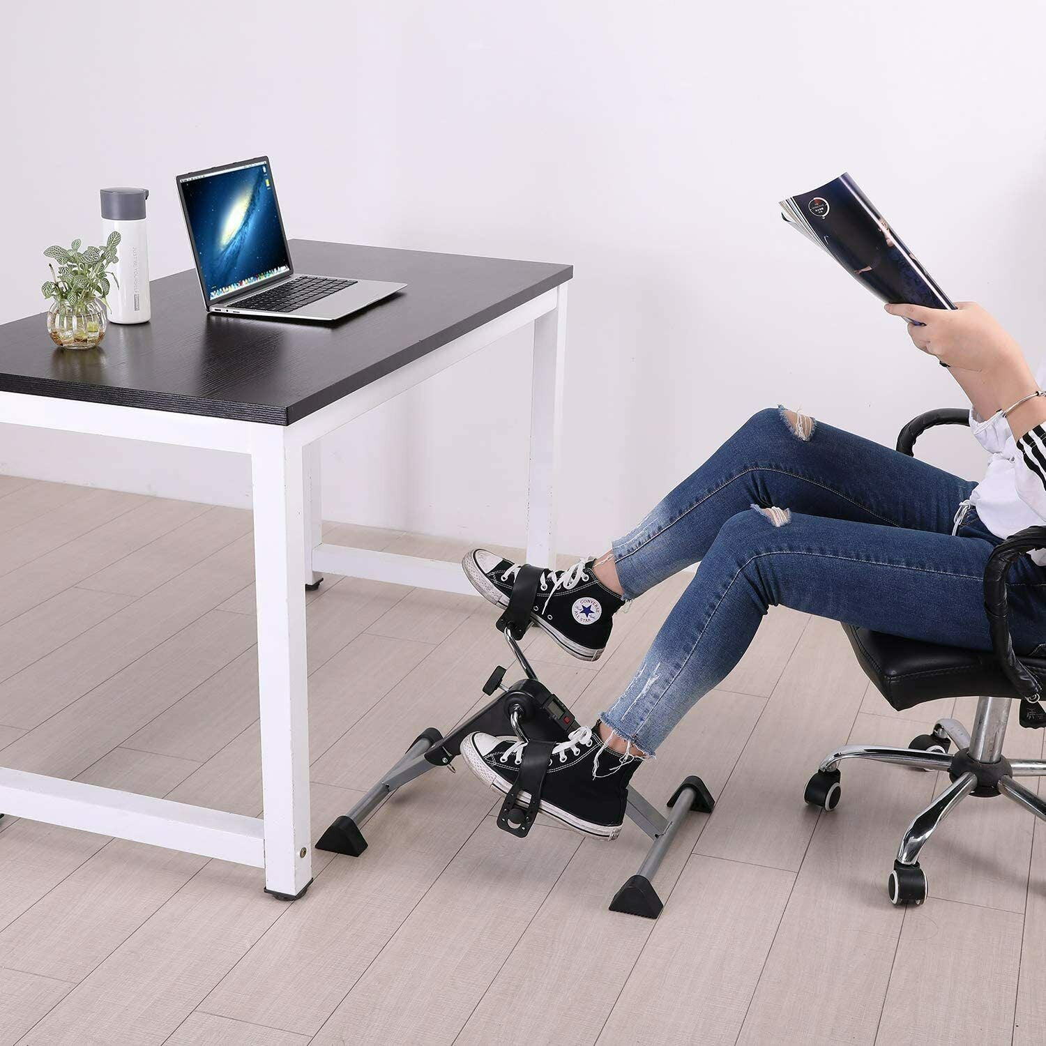 Foldable Pedal Exerciser Mini Arm Leg Exercise Bike with LCD Screen Display New