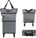Collapsible Shopping Cart with 360° Swivel Wheels, Portable Folding Trolle-Y Grocery Bag, Reusable Foldable Tote Grocery Cart Large Capacity Used for Travel and Home (Grey)