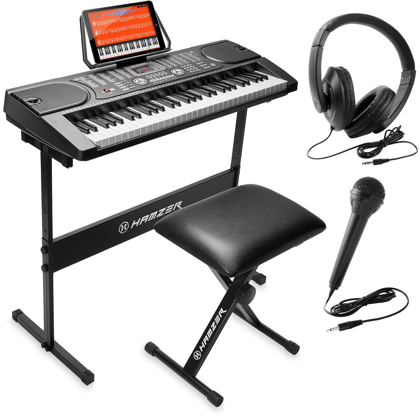 61 Key Electronic Keyboard Piano W/ Stand, Bench & Headphones, Set for Beginners