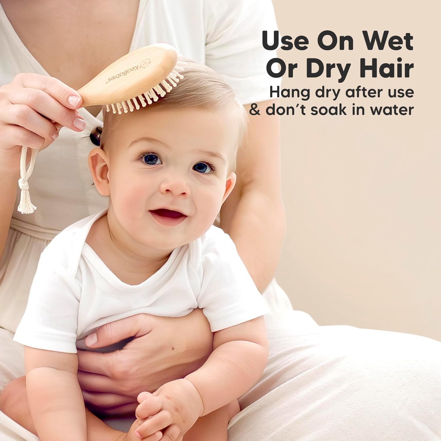 Baby Hair Brush Set for Newborns - Soft Goat Bristle Wooden Baby Brush and Comb Set Newborn Grooming Kit for Cradle Cap, Durable & Gentle, Boy, Girl Infant Essentials Care Kit Brush (Regular, Walnut)