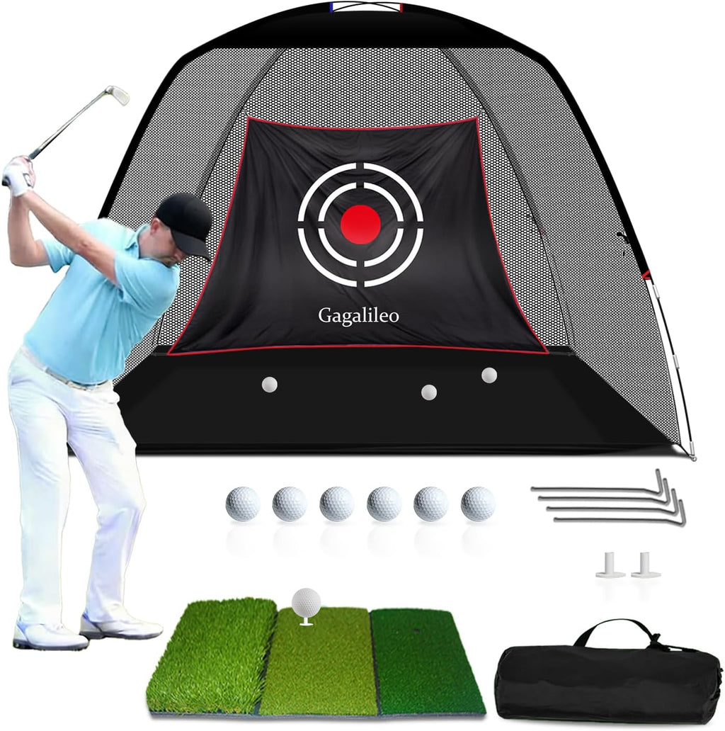 Golf Practice Net.  12 X 7 Ft Professional Backstop with Silent Velvet Target