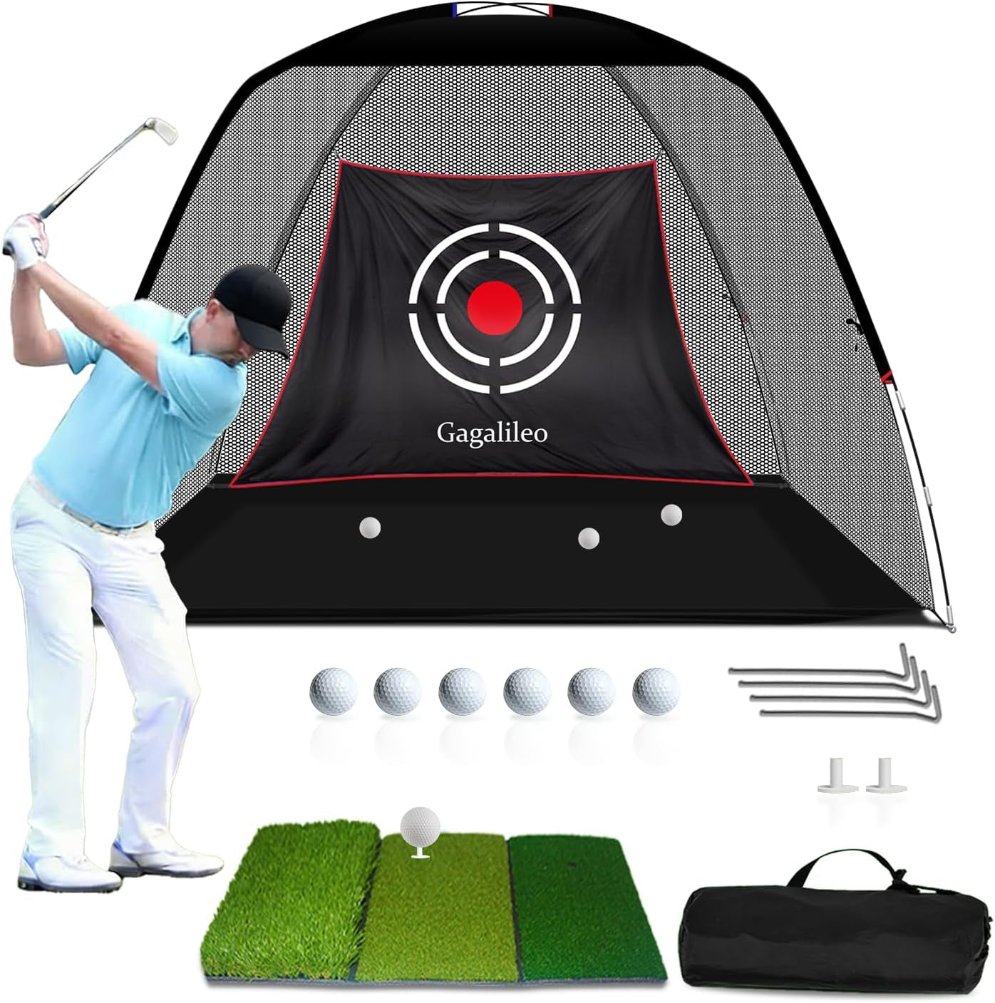 Golf Practice Net.  12 X 7 Ft Professional Backstop with Silent Velvet Target