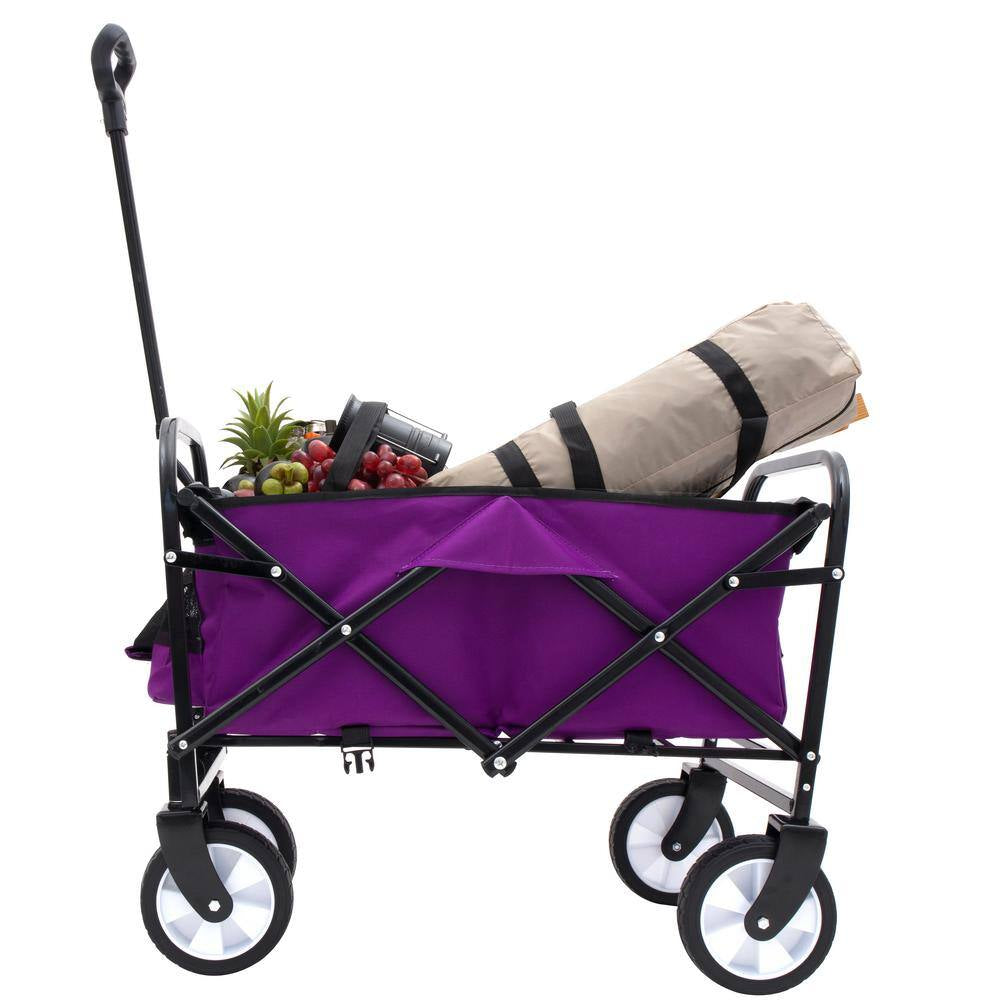 Foldable Wagon Cart with Strapping System, Utility Wagon Grocery Cart for Camping Shopping Sports, Serving Cart
