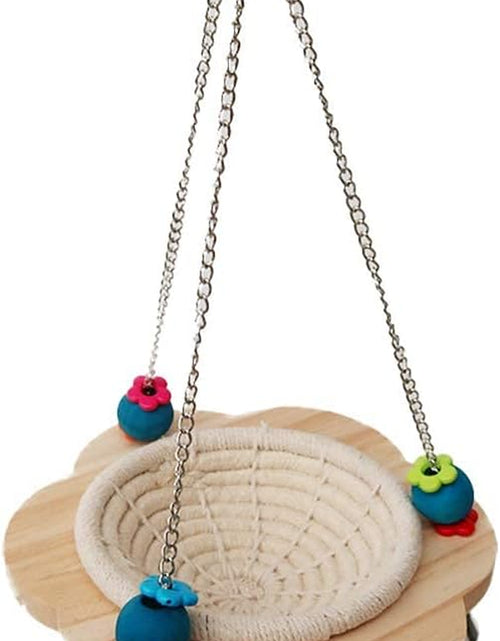 Load image into Gallery viewer, Bird Hammock Bed Hanging Swing Nest Cotton Weave Hemp Rope Hut with Colorful Bells and Chew Toy for Parrot Parakeet Cockatiel Conure Lovebird Budgie
