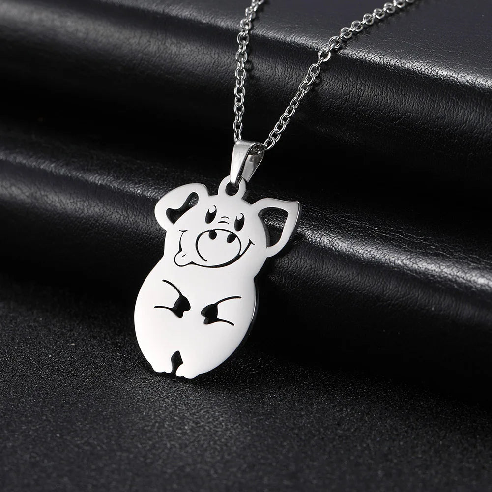 Pig Necklaces. Stainless Steel Pendant Necklace
