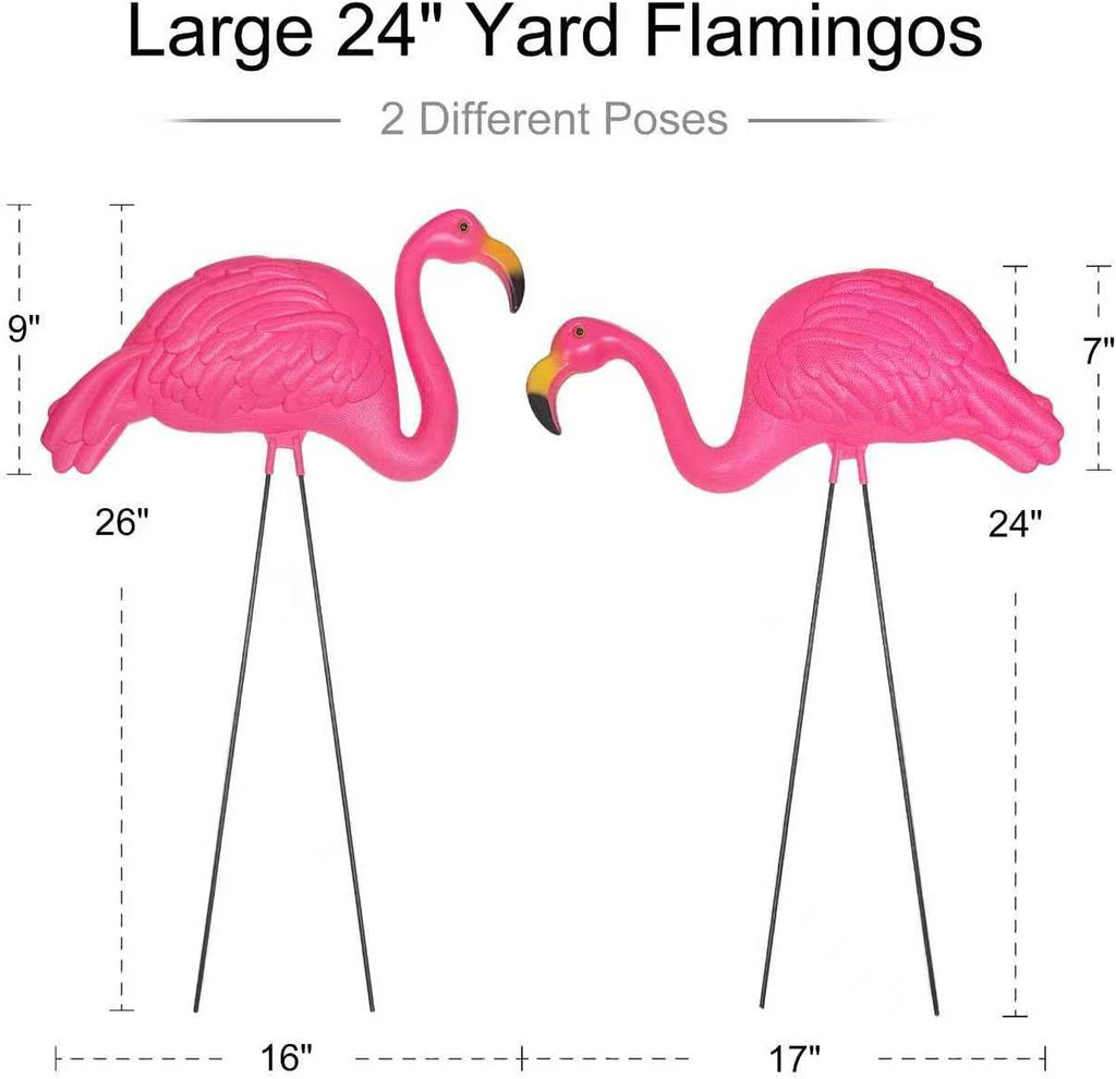 Pink Flamingos Yard Decorations - 2 Pack - Extra Large 24"