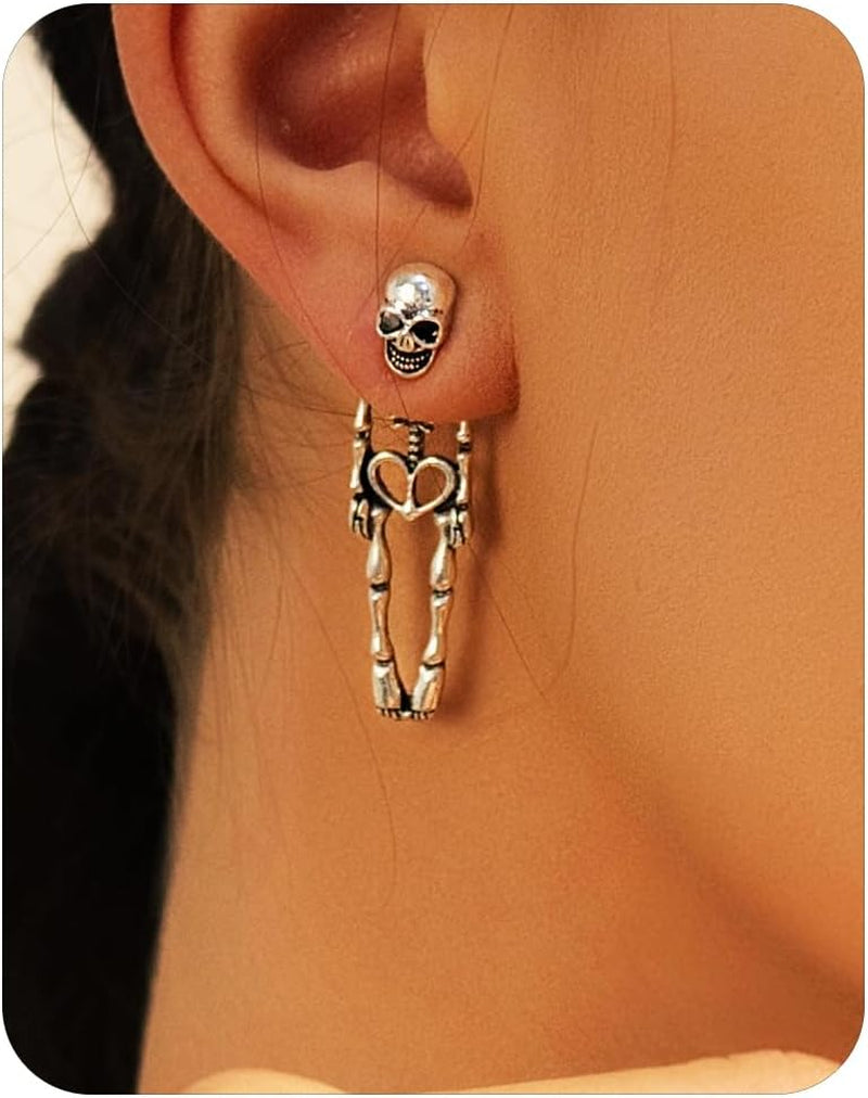 Punk Halloween Earrings for Women,Witch Skull Skeleton Dangle Earrings for Women,Scary Halloween Party Earring for Halloween Accessories