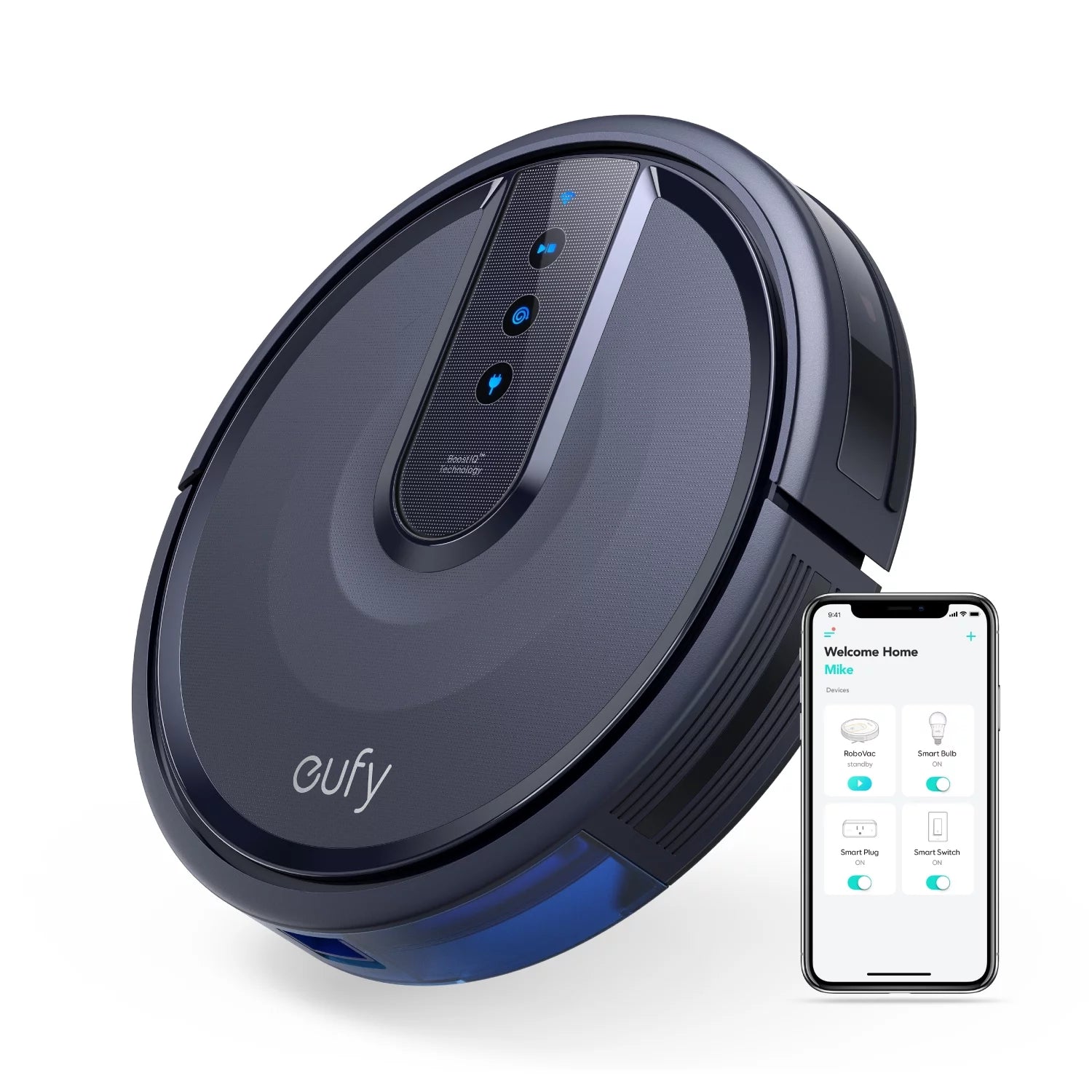 T21231, Robotic Floor Cleaners, Wi-Fi Compatible, Robovac 25C Wi-Fi Connected Robot Vacuum, 100 Minute Battery Life, 1 Each, Black, 1, 1, 1