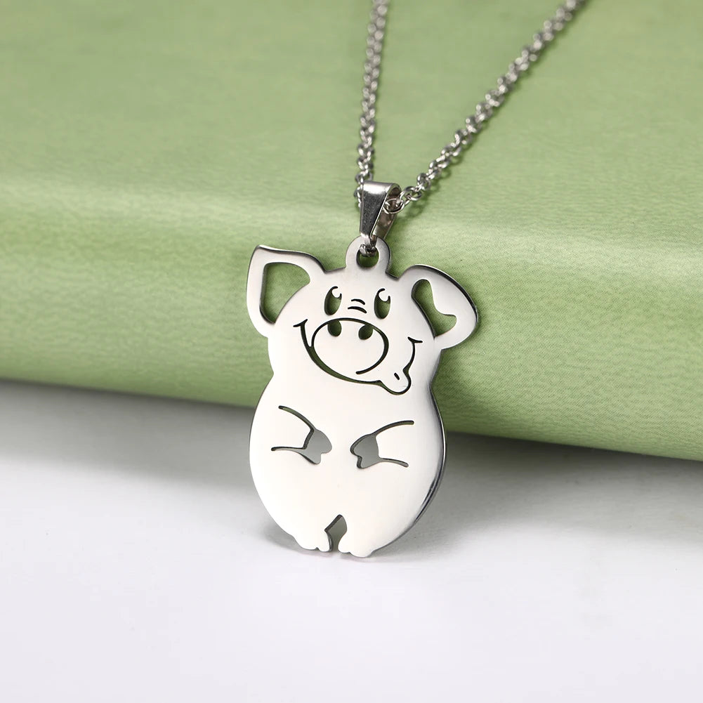 Pig Necklaces. Stainless Steel Pendant Necklace