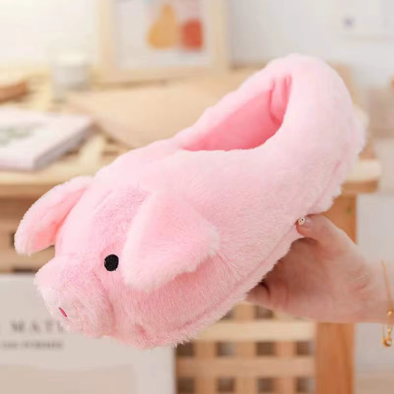 Cute Pig Slipper. Heel Cover, Warm Fluffy Slippers. For Indoor Wear