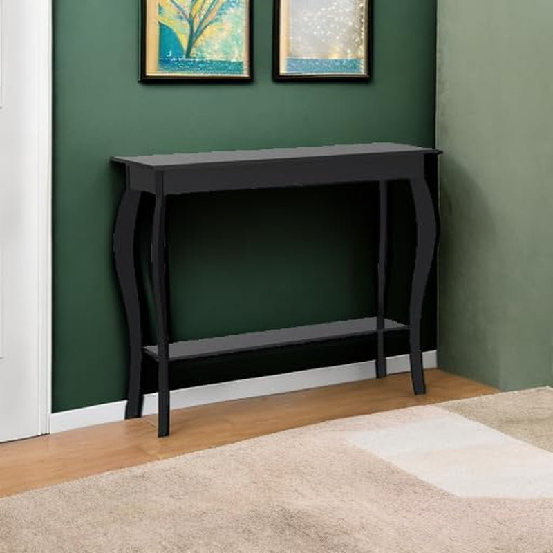 Narrow Console Table, Chic Accent Sofa Table, Entryway Table, 39.3 Inch, Black | Console Table with Curved Legs, Chic Accent Sofa Table with Shelves for Entryway, Living Room, Hallway