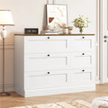 6 Drawer White Dresser for Bedroom, Modern Wood Storage Cabinet Chest of Drawer for Living Room Entryway