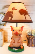 Rustic Farm Country Pink Piglet Desktop Table Lamp with Shade