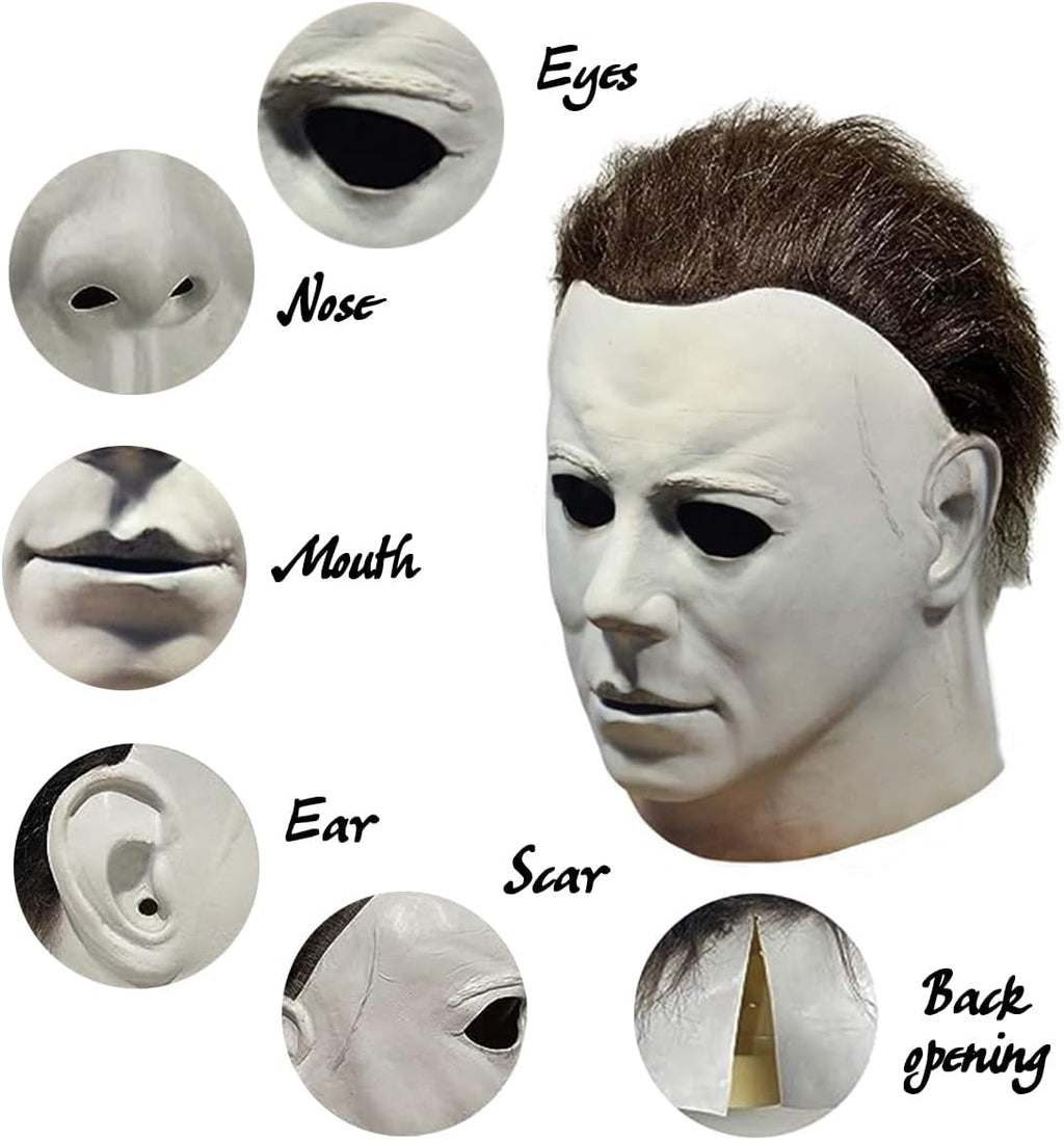 Halloween Michael Myers Mask 2024 Halloween Horror Cosplay Costume Scar Mask