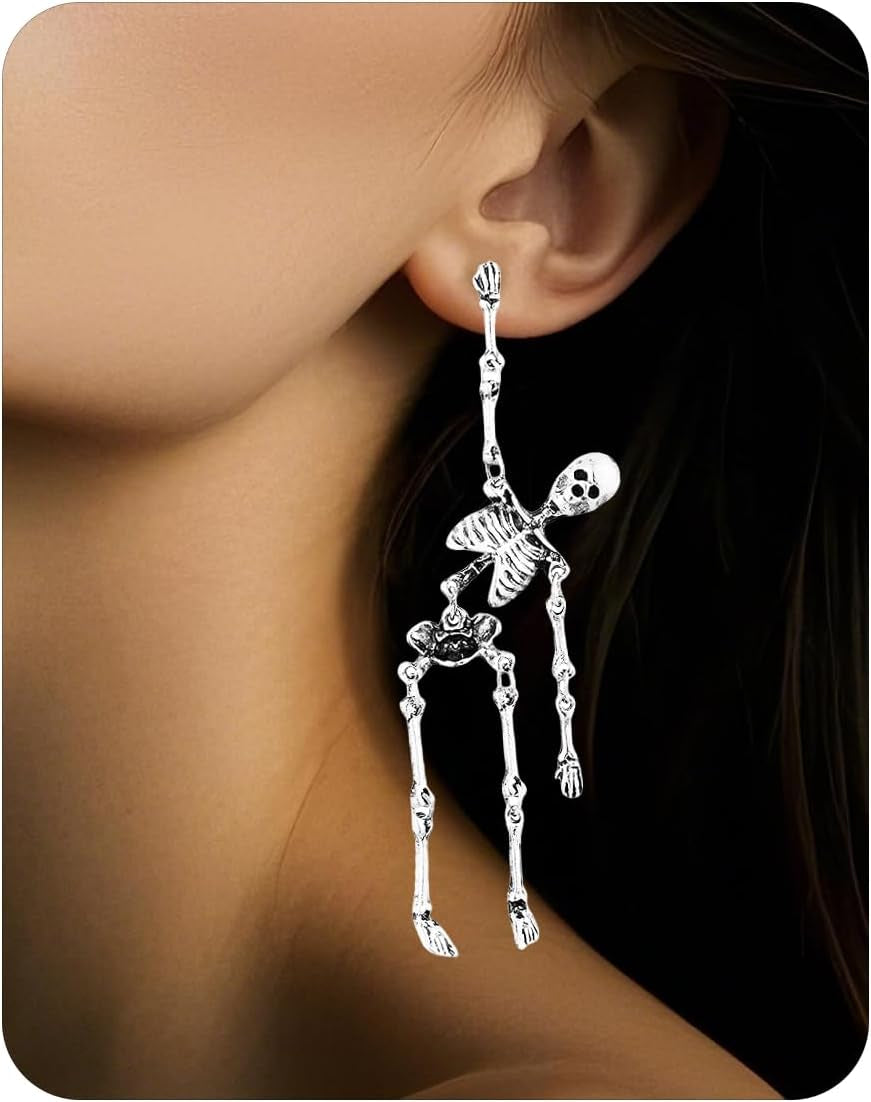Punk Halloween Earrings for Women,Witch Skull Skeleton Dangle Earrings for Women,Scary Halloween Party Earring for Halloween Accessories