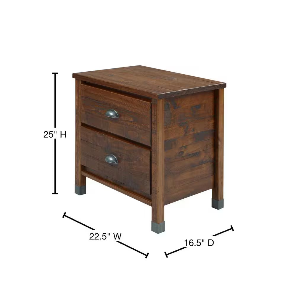 Baja 2-Drawer Walnut Nightstand