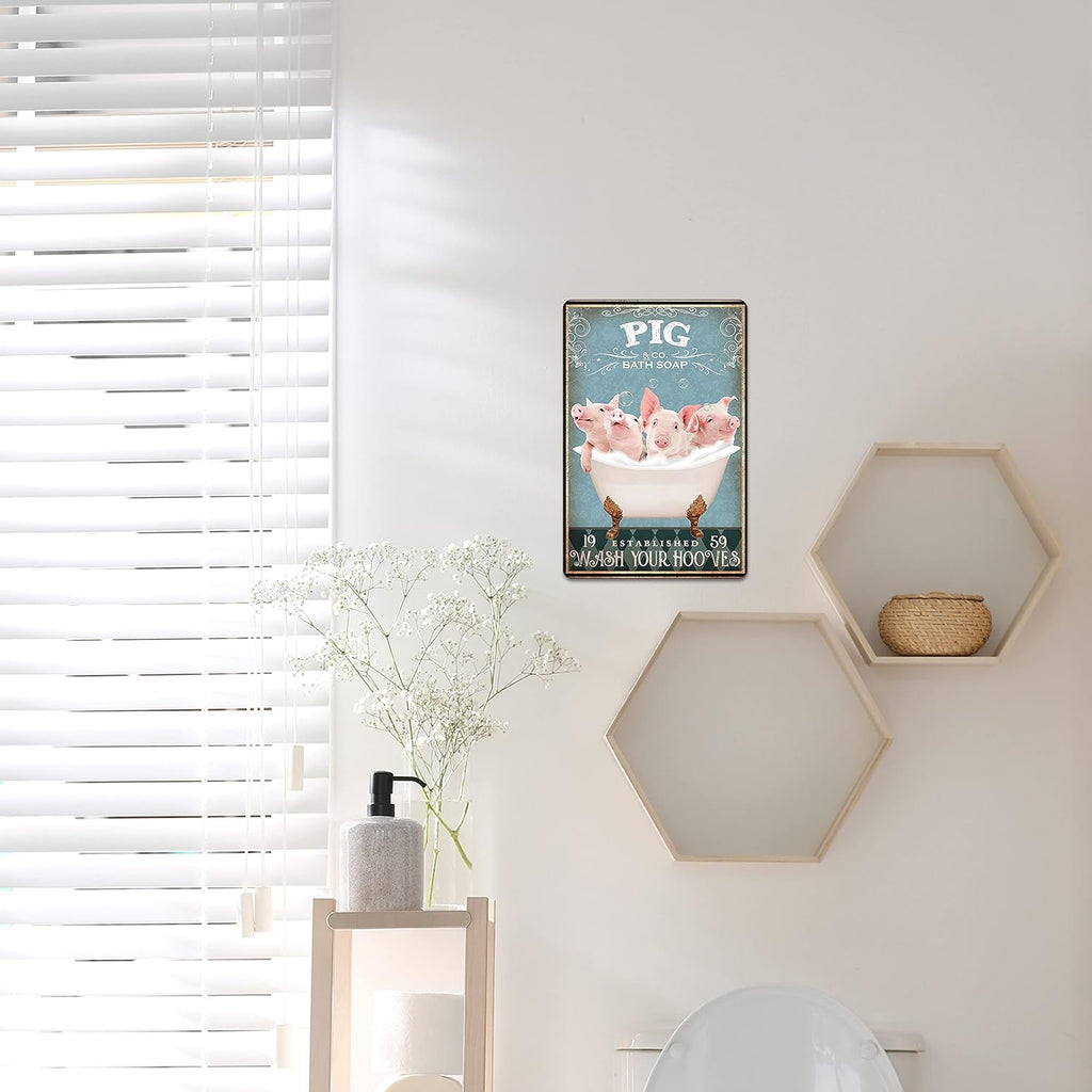 Funny Pig Bathtub Decor - Farm Decor Pig Signs