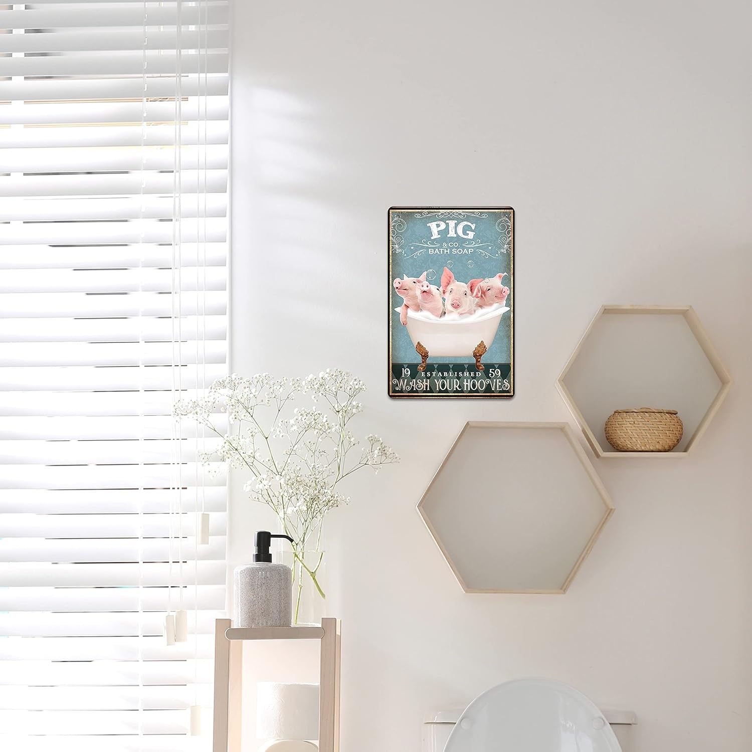 Funny Pig Bathtub Decor - Farm Decor Pig Signs