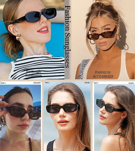 Rectangle Sunglasses for Women Men Trendy Retro Fashion Sunglasses UV 400 Protection Square Fram