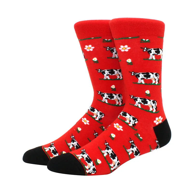 Men'S Fashion Pattern Dress Funky Fun Colorful Socks Luxury Crazy Novelty Dress Socks Cotton Happy Funny Animal Socks
