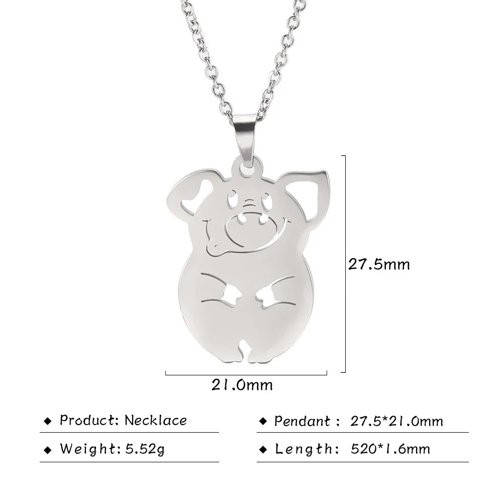 Pig Necklaces. Stainless Steel Pendant Necklace