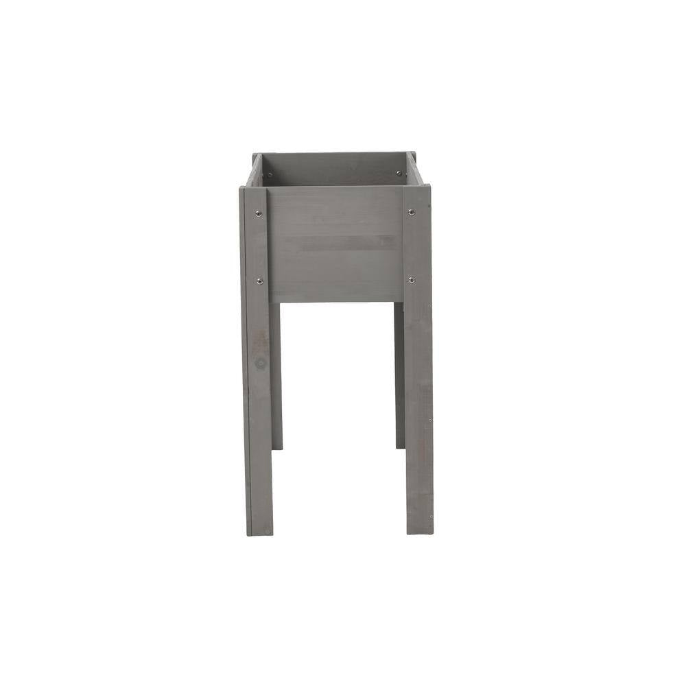 31.00 In. H Rectangle Gray Wood Raised Garden Bed with Legs, Outdoor Garden Raised Planter Box