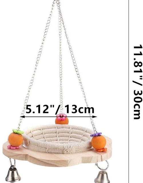 Load image into Gallery viewer, Bird Hammock Bed Hanging Swing Nest Cotton Weave Hemp Rope Hut with Colorful Bells and Chew Toy for Parrot Parakeet Cockatiel Conure Lovebird Budgie

