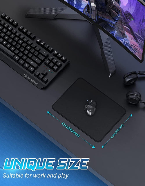 Load image into Gallery viewer, Mouse Pad,  Computer Mouse Pad with Stitched Edges, Washable Mouse Mat with Superior Micro-Weave Cloth, Gaming Mouse Pad for Office &amp; Home, Non-Slip Rubber Base, Black
