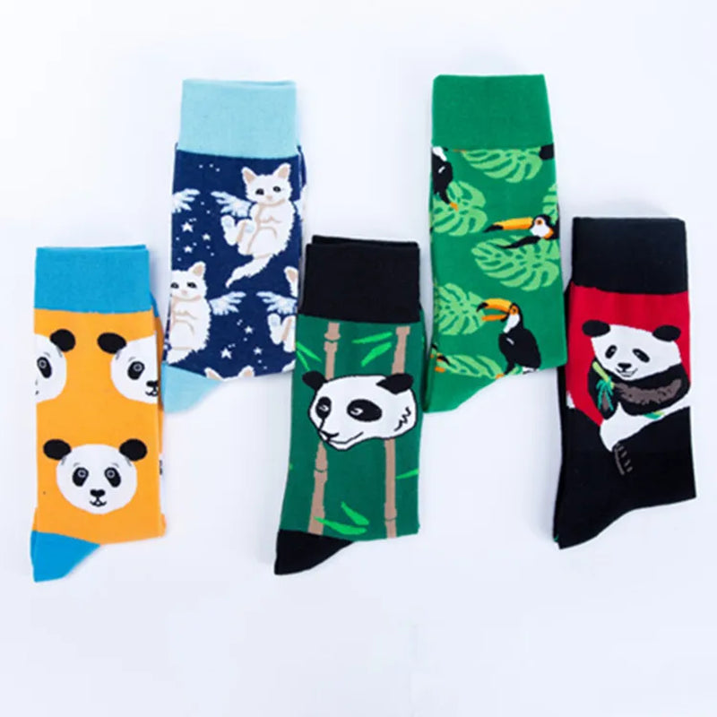 Men'S Fashion Pattern Dress Funky Fun Colorful Socks Luxury Crazy Novelty Dress Socks Cotton Happy Funny Animal Socks