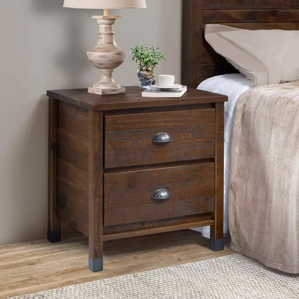 Baja 2-Drawer Walnut Nightstand