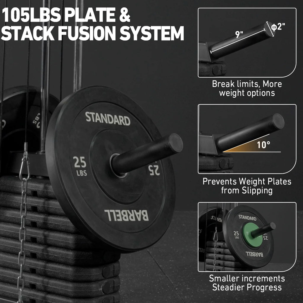 Multifunctional Home Gym System, Home Gym Station with 105LBS Weight Stack, All in One Workout Machine for Full Body Strength Training