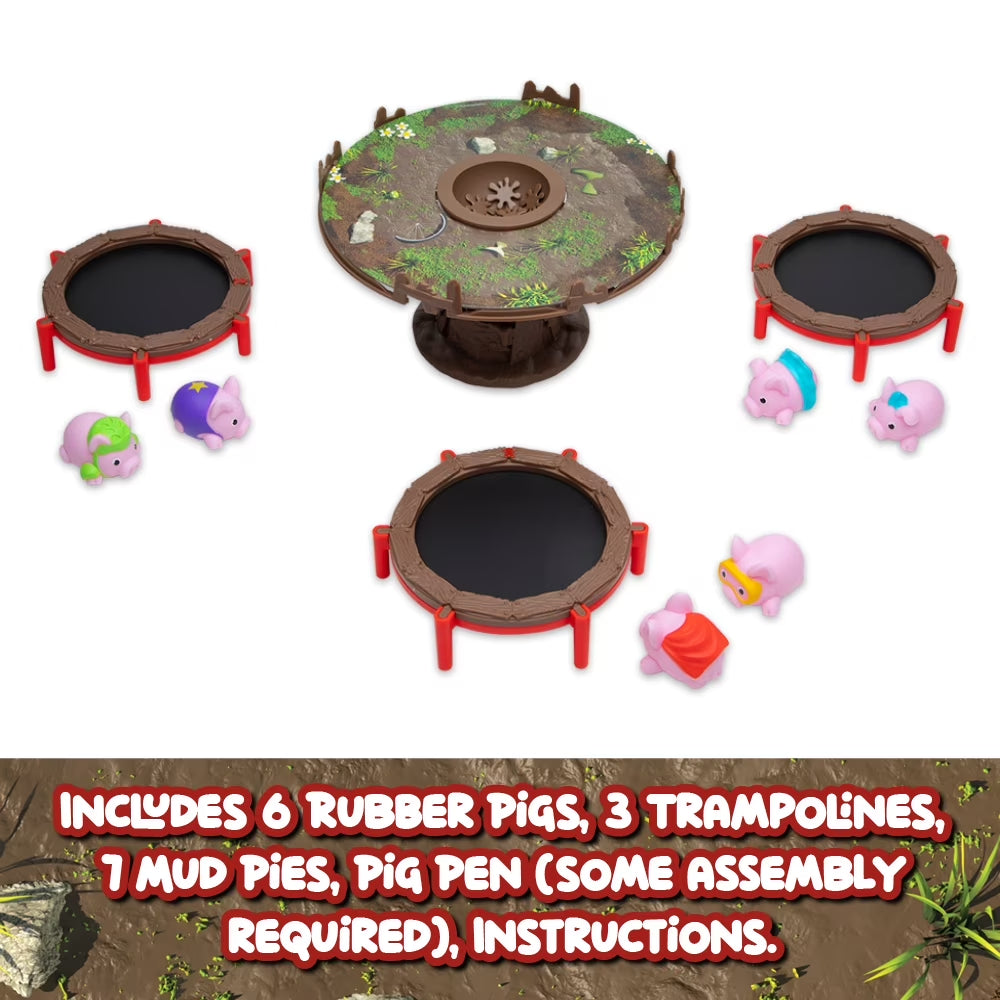Pigs on Trampolines, Family Board Game, 2 to 3 Players, Children Ages 6+