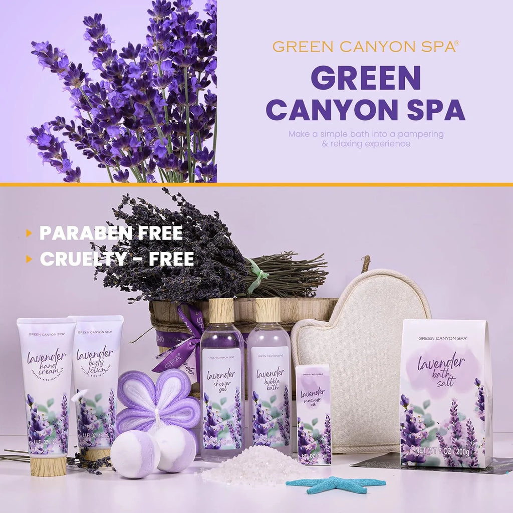 11 Pcs Lavender Spa Baskets Gift Kits, Relaxing Mothers Day Gift