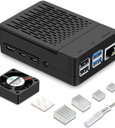 Raspberry Pi 4 Fan ABS Case with Cooling Fan, Heatsink, Simple Removable Top Cover for Pi 4 Model B/ 4B