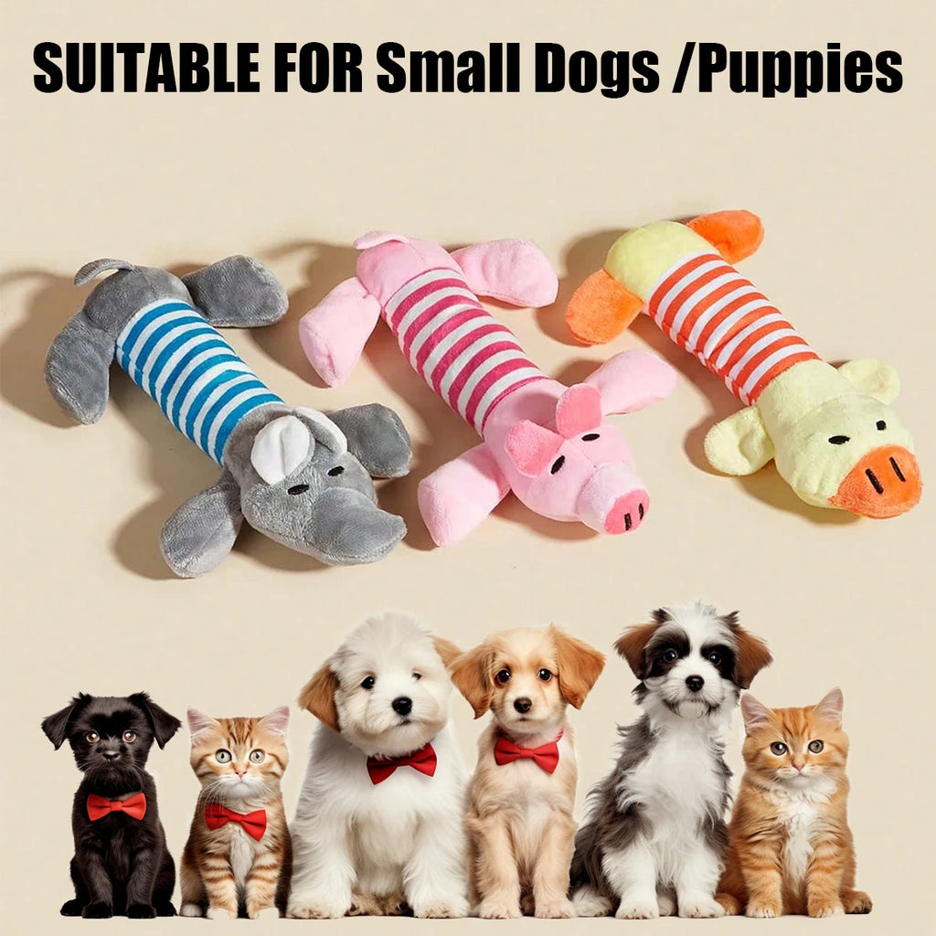 Animal Squeaky Toys for Dogs (Elephant/Duck/Pig) - Durable Chew Toys for Aggressive Chewers with Teeth Cleaning