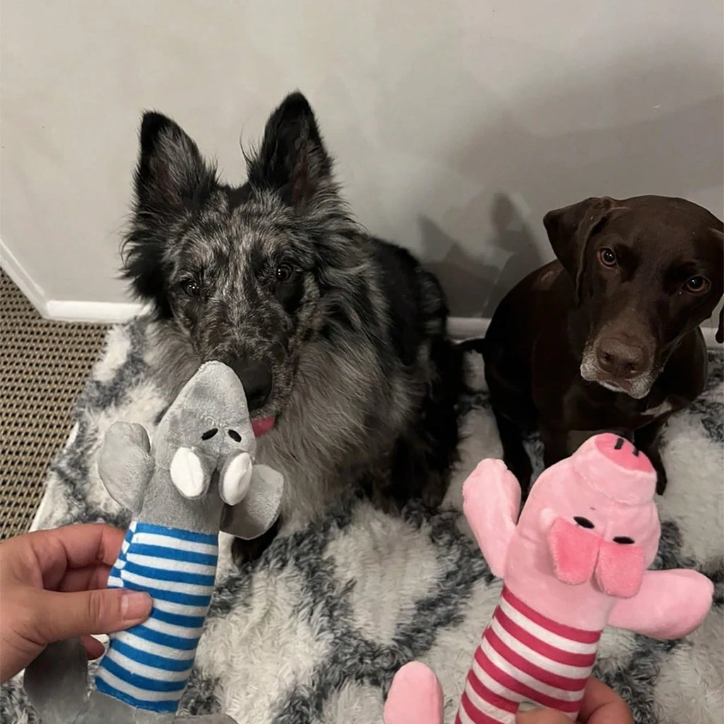Animal Squeaky Toys for Dogs (Elephant/Duck/Pig) - Durable Chew Toys for Aggressive Chewers with Teeth Cleaning