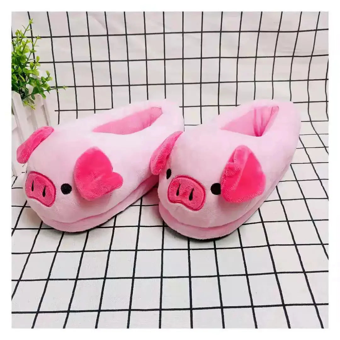 Cute Pig Slipper. Heel Cover, Warm Fluffy Slippers. For Indoor Wear