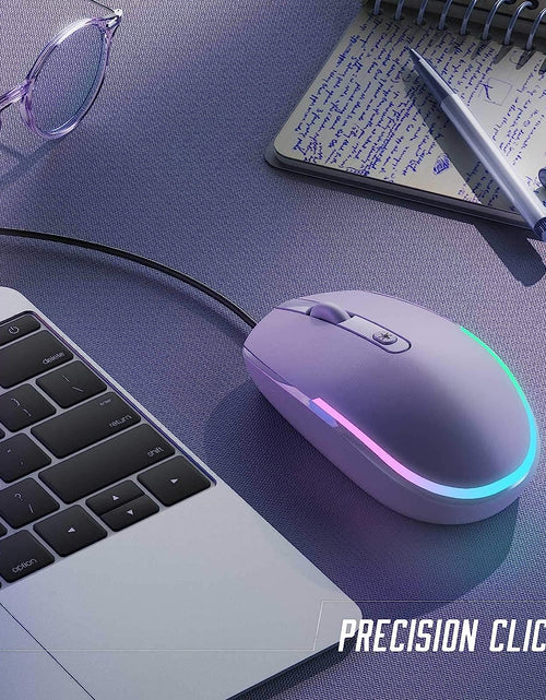 Load image into Gallery viewer, Wired Mouse - USB Computer Mouse Wired with RGB Backlit Optical LED Mouse with Attached USB Cord for Laptops Notebooks Chromebook - Purple
